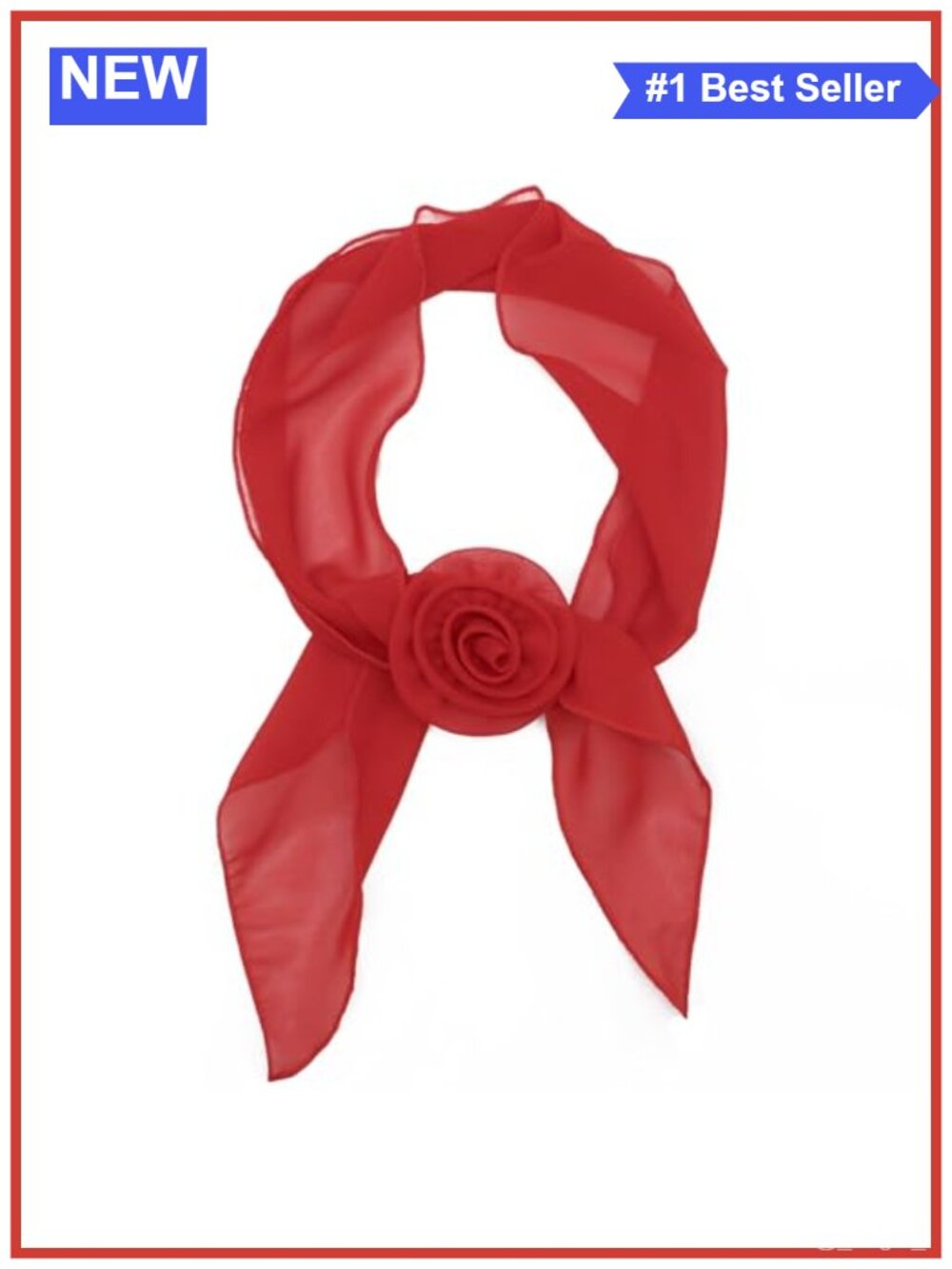 Women's Soft Polyester Neck Scarf with Removable Flower Brooch